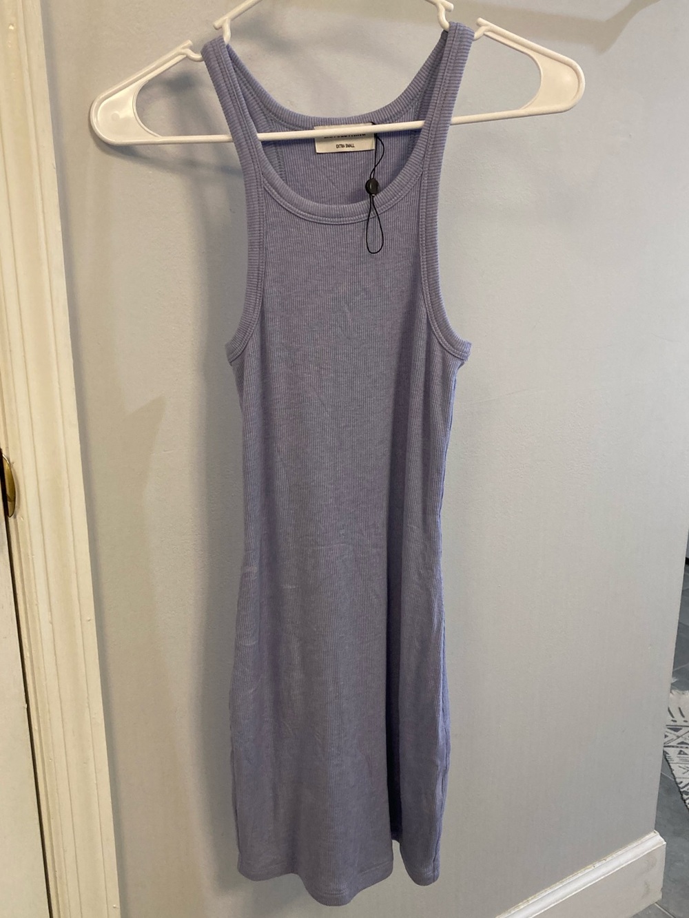 LNA NWOT Ribbed Skinny Racer Mini Dress Size XS light purple